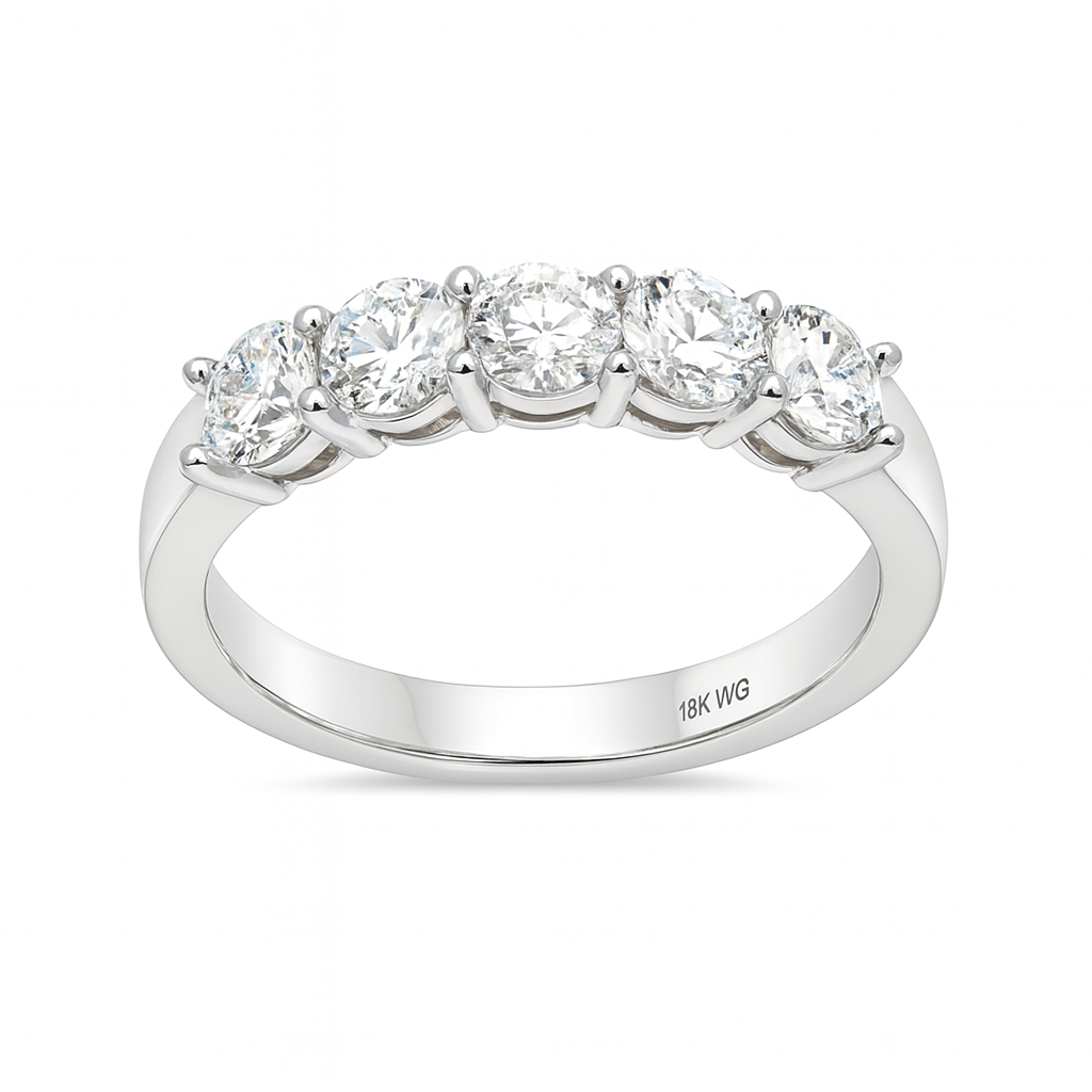 velvet beam band | total 1.32ct natural | 18k white gold