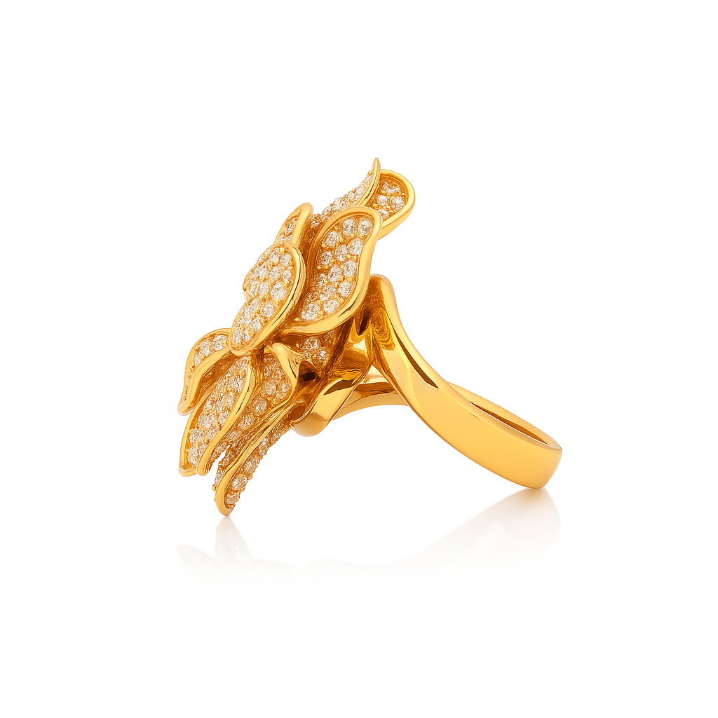 ebon fleur flower ring | total 6.04ct natural | 18k rose gold