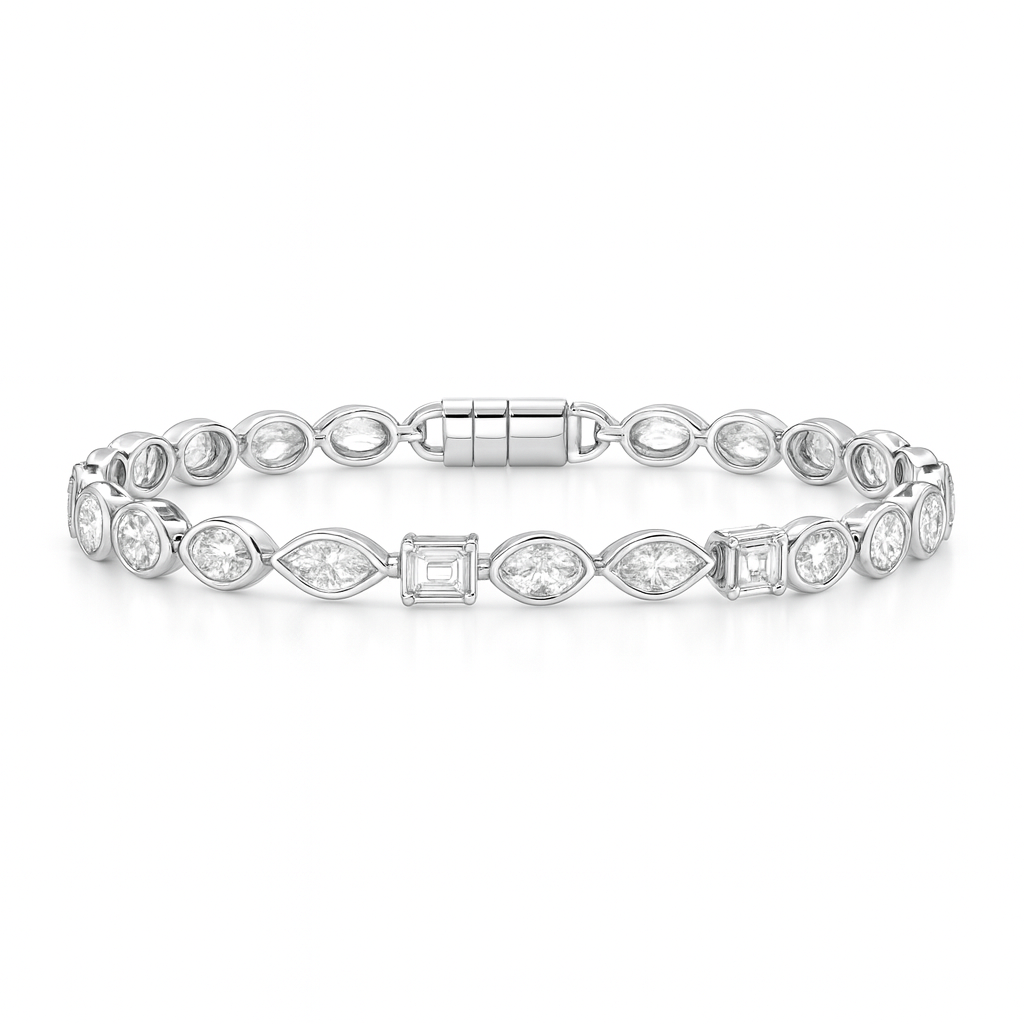 eternal gleam mixed shape bracelet | total 7.11ct natural | 14k yellow gold
