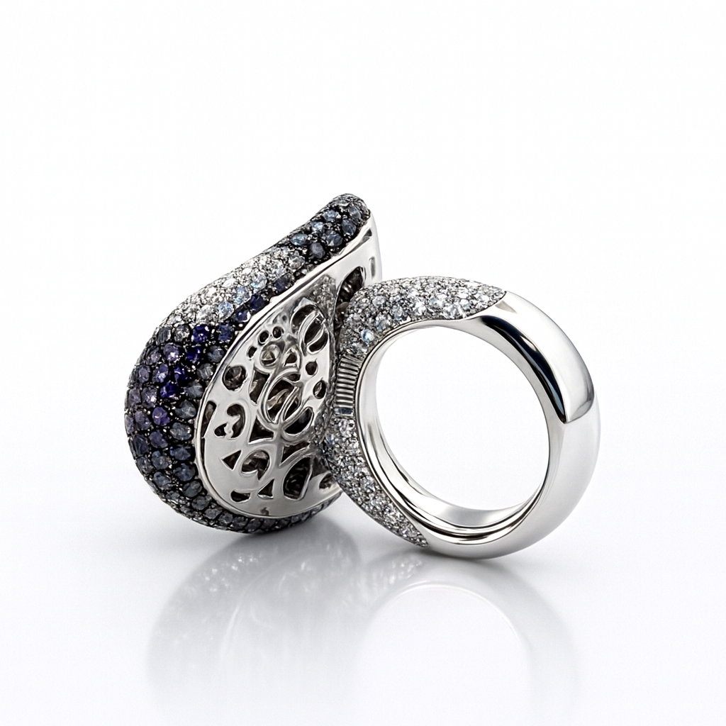 luminara multi color sapphire ring | total 7.20ct natural | 18k white gold