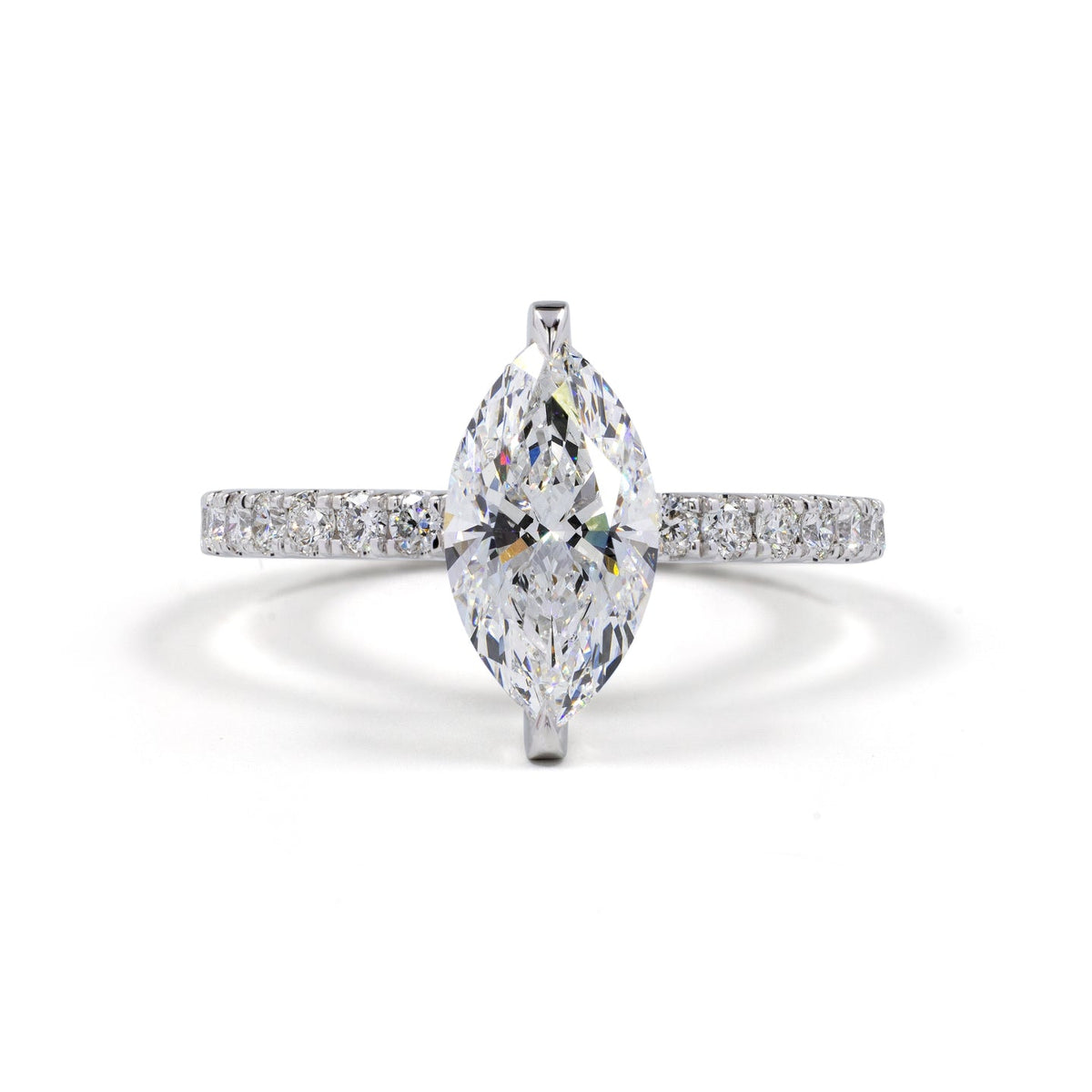 ARIA | 1.77ct & 4.04 cts Marquise Diamond Hidden Halo Engagement Ring in 14K White Gold - Lab Grown Diamond