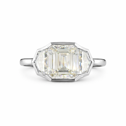 DIAMANTE STREAM | 12.37 CT Emerald Diamond 3-Stone Ring  in 14K Yellow Gold - Lab Grown Diamond