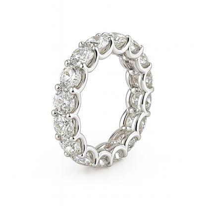 Round Natural Band | Total 8.40CT Natural | 18K White Gold
