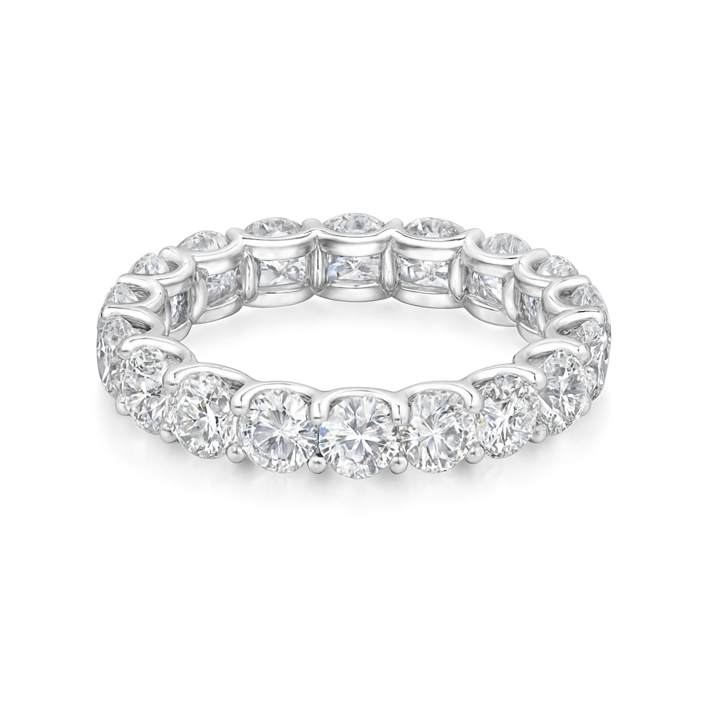 round natural band | total 8.40ct natural | 18k white gold