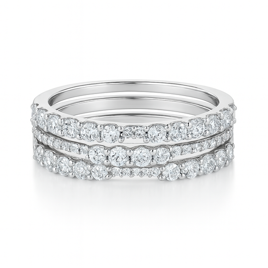 18K white gold natural diamond ring with 0.95 carat round diamonds by Facets Gems