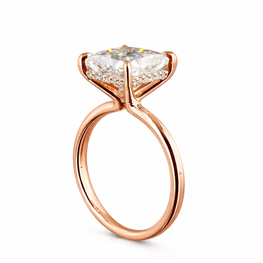 KENDRA | 5.23 Ct Princess Mixed-Shape Diamond Hidden Halo Ring in 14K White Gold