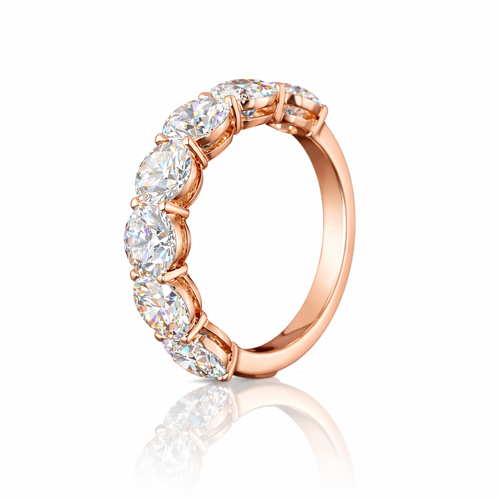 visage | 3.92 ct round diamond half eternity band in 14k yellow gold - lab grown diamond