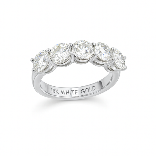Clarity Row Band | Total 5.20CT Natural | 18K White Gold