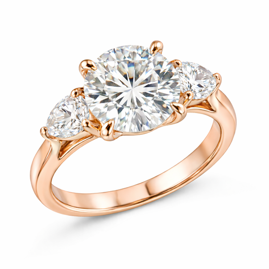 JOSEPHINE | 4.12ct Round Diamond 3-Stone Engagement Ring in 14K White Gold - Lab Grown Diamond