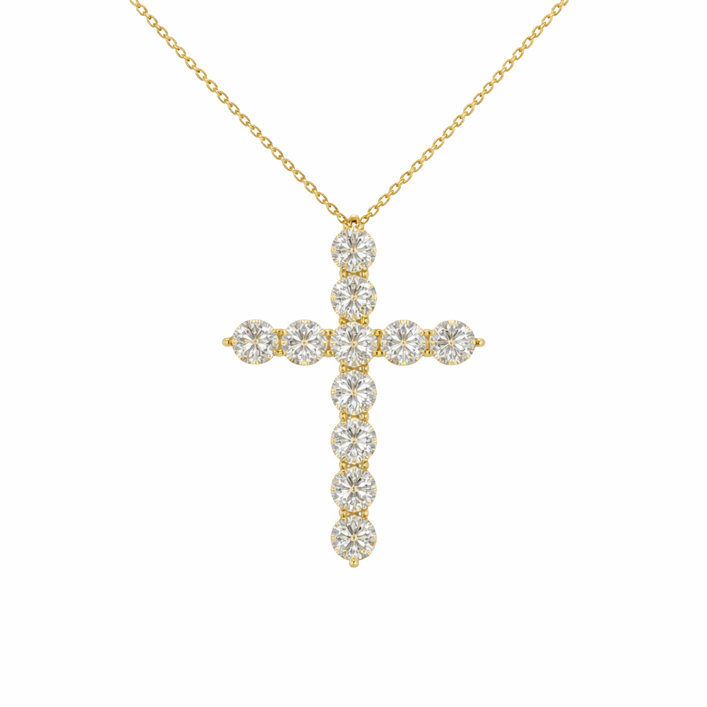 celestia faith | 2.01 ct round shape cross pendant in 14k white- lab grown diamonds
