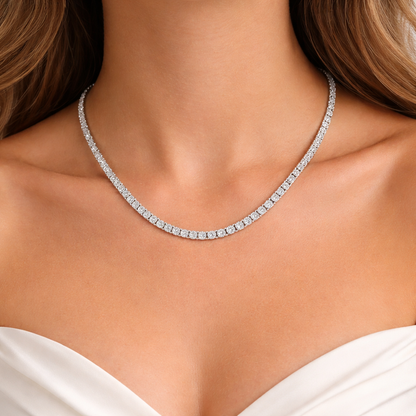 REGALIA | 17.12 Ct Round Diamond Tennis Necklace in 14K White - Lab Grown Diamonds