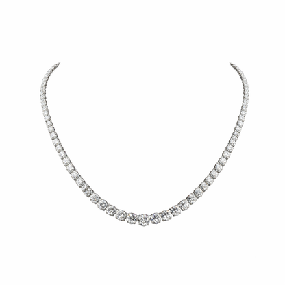 24.68 carat round diamond Riviera necklace crafted in 14K white gold by Facets Gems