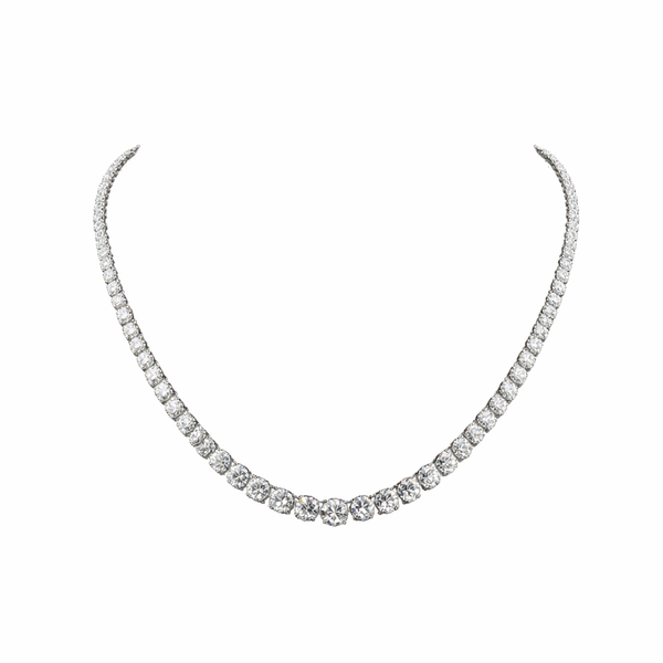 24.68 Cts 14K WHITE GOLD Round Shape Riviera Necklace
