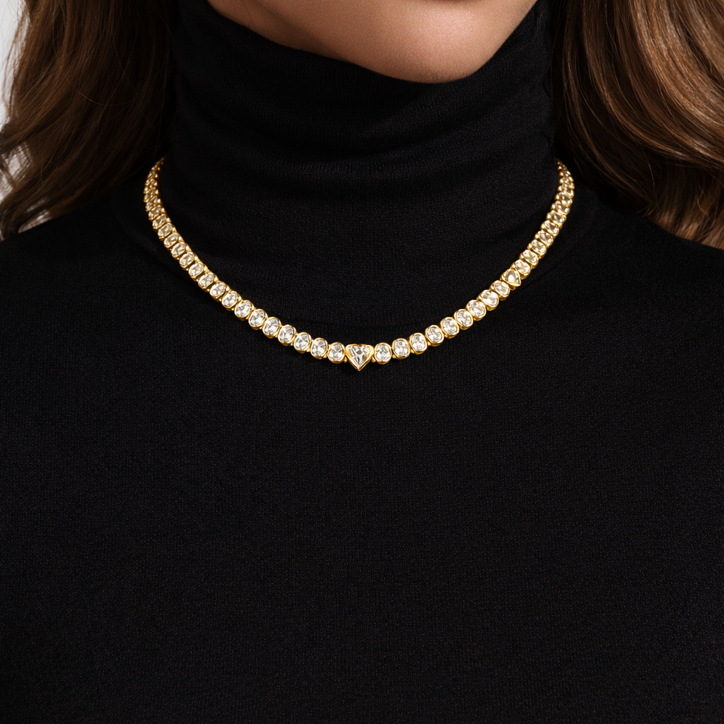 nexus | 8 ct mixedshape diamond tennis necklace in 14k yellow - lab grown diamond