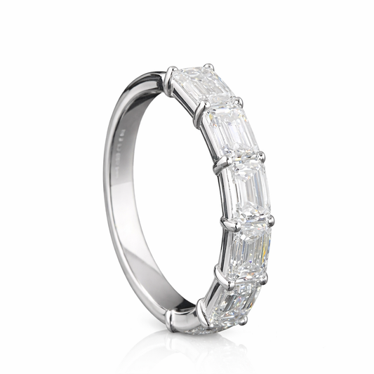 CLAIRE | 2.06 CT Emerald Cut Diamond Half Eternity Band in 14K White Gold