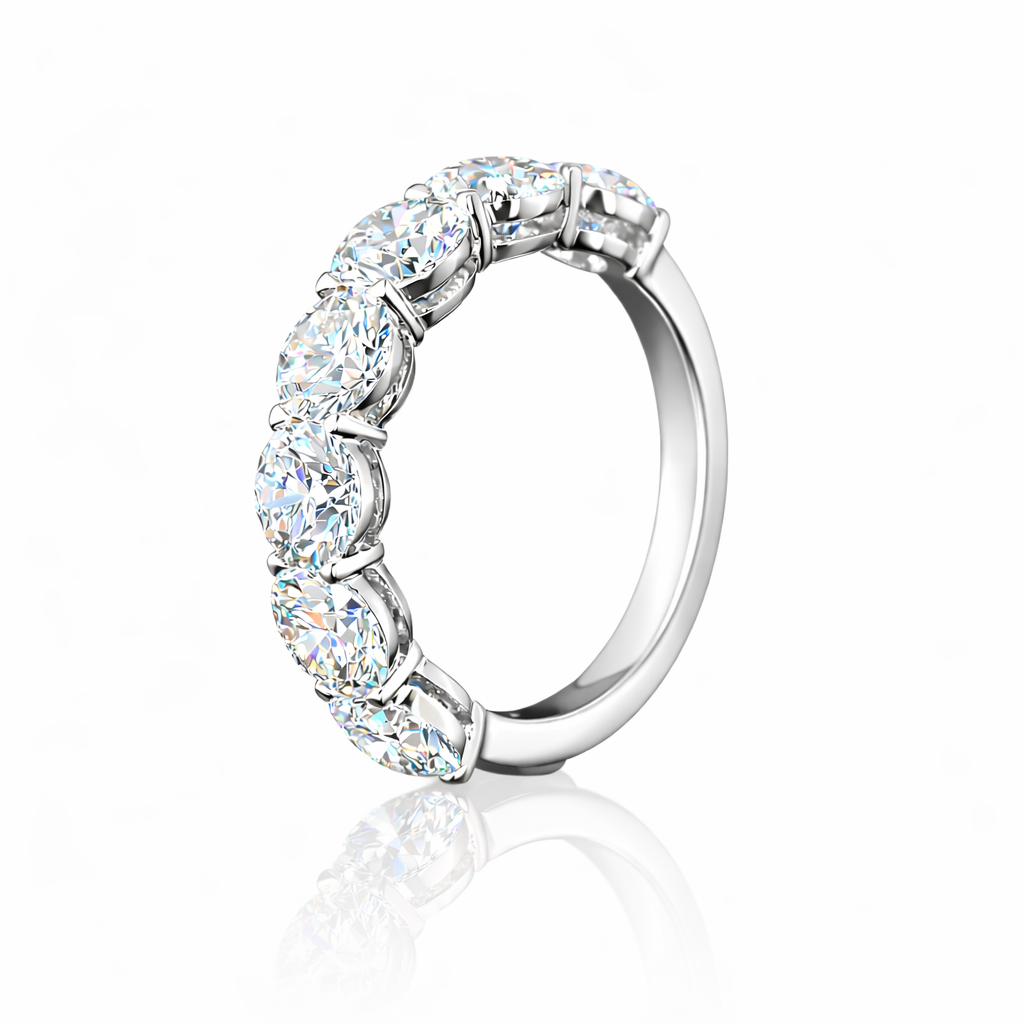 visage | 3.92 ct round diamond half eternity band in 14k yellow gold - lab grown diamond