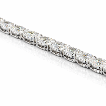 40.4 carat oval shape diamond tennis necklace crafted in 14K white gold