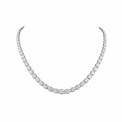 40.4 carat oval shape diamond tennis necklace crafted in 14K white gold by FacetsGems