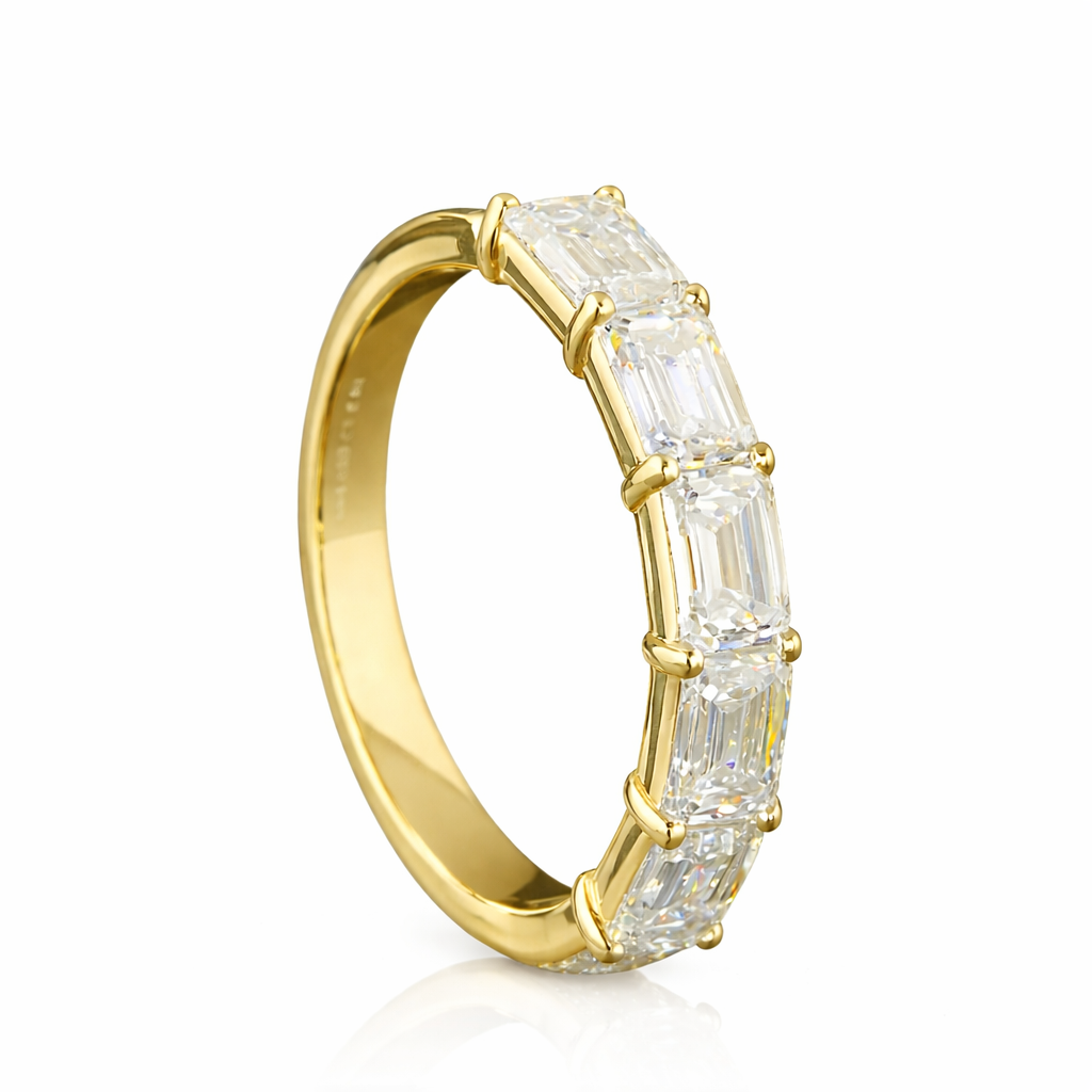 claire | 2.06 ct emerald cut diamond half eternity band in 14k white gold