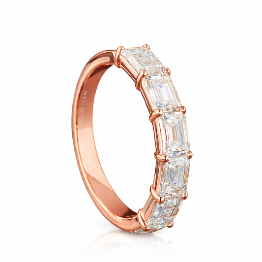 CLAIRE | 2.06 CT Emerald Cut Diamond Half Eternity Band in 14K White Gold