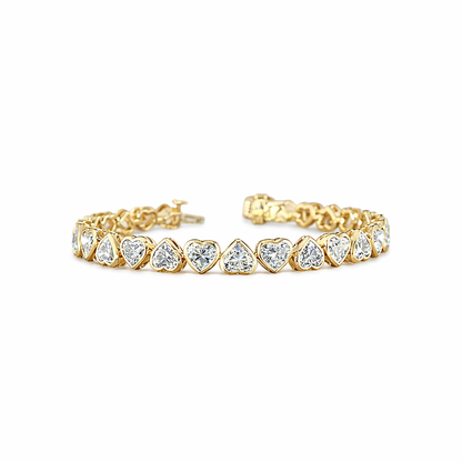 HEART | 14.36 Ct Heart Shape Tennis Bracelet in 14K Yellow - Lab Grown Diamond