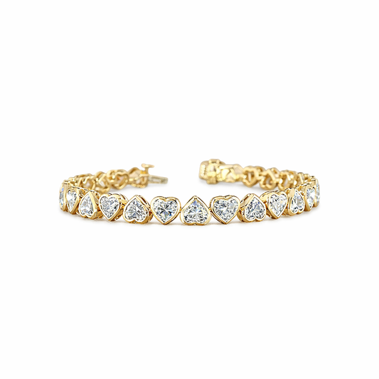 HEART | 14.36 Ct Heart Shape Tennis Bracelet in 14K Yellow - Lab Grown Diamond