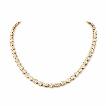 GLIMMER  | 11.86 Ct Pear Diamond Tennis Necklace in 14K Yellow - Lab Grown Diamond