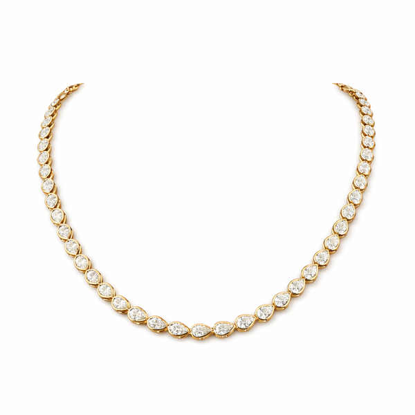 GLIMMER  | 11.86 Ct Pear Diamond Tennis Necklace in 14K Yellow - Lab Grown Diamond