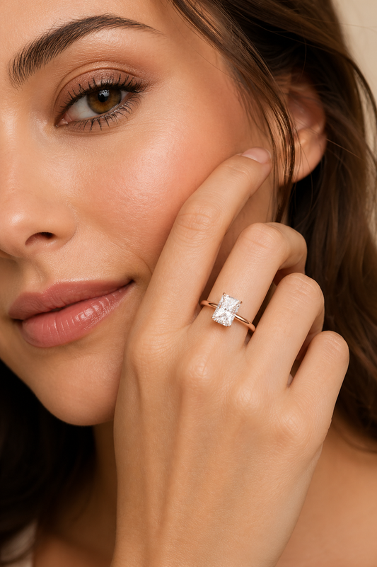 ZEPHYR | 5.08 Ct Radiant Solitaire Ring in 14K White Gold - Lab Grown Diamond