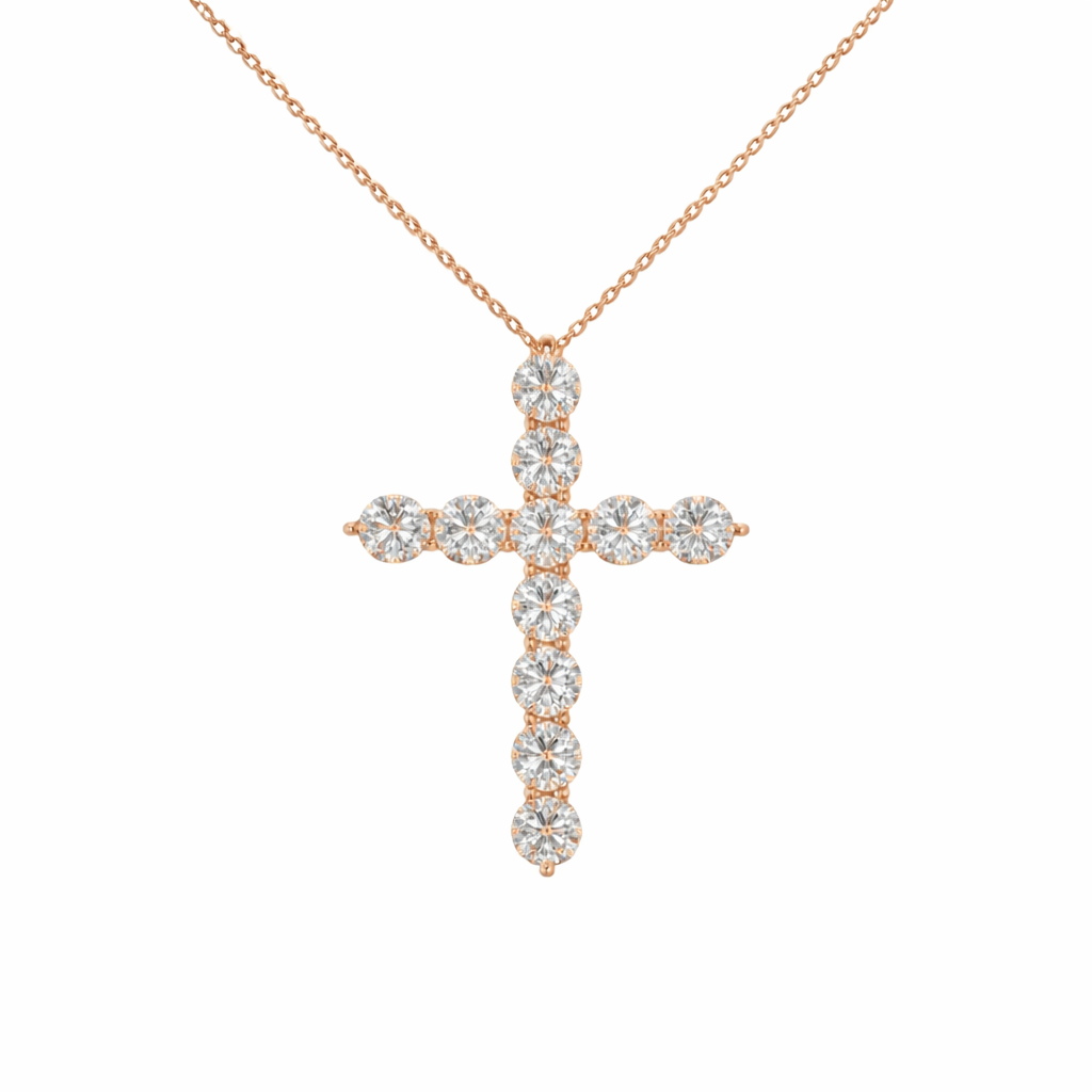 celestia faith | 2.01 ct round shape cross pendant in 14k white- lab grown diamonds