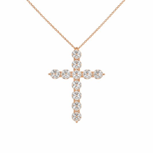 CELESTIA FAITH | 2.01 Ct Round Shape Cross Pendant in 14K WHITE- Lab Grown Diamonds