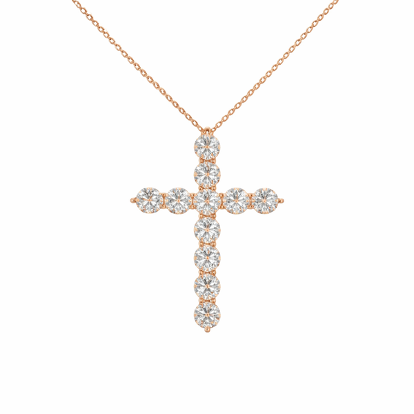 CELESTIA FAITH | 2.01 Ct Round Shape Cross Pendant in 14K WHITE- Lab Grown Diamonds