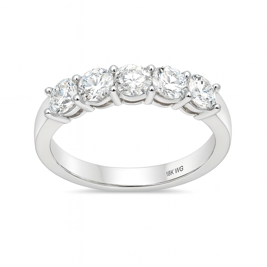 Velvet Beam Band | Total 1.32CT Natural | 18K White Gold