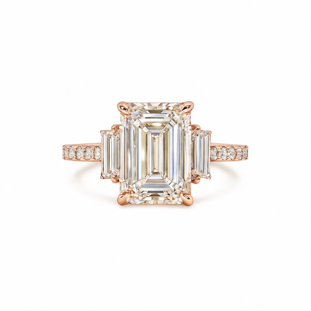 apex | 3.38 ct emerald diamond hidden halo ring in platinum