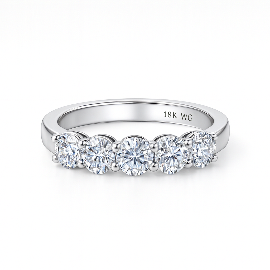 velvet beam band | total 1.32ct natural | 18k white gold