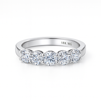 Velvet Beam Band | Total 1.32CT Natural | 18K White Gold
