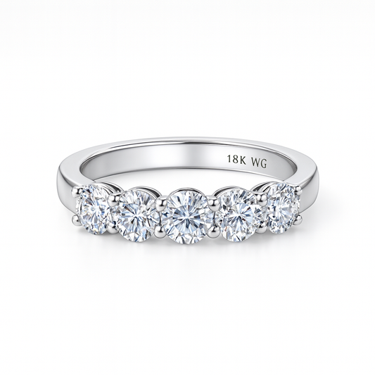 Velvet Beam Band | Total 1.32CT Natural | 18K White Gold