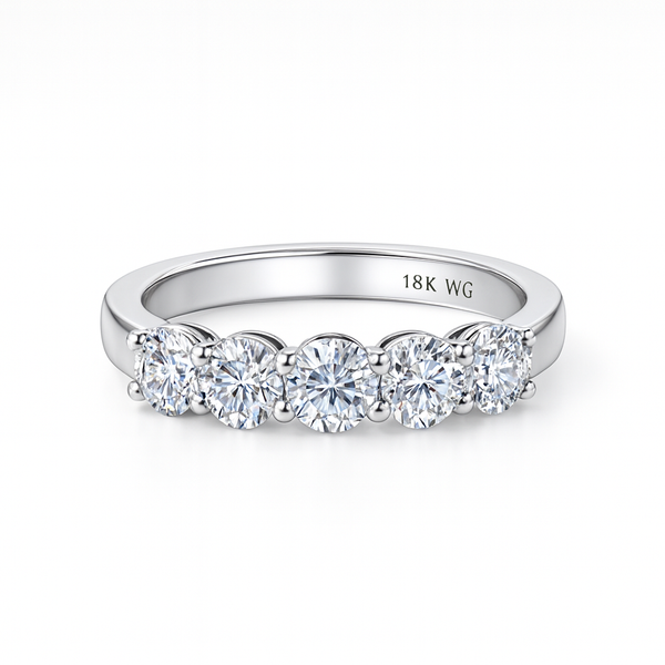 Velvet Beam Band | Total 1.32CT Natural | 18K White Gold