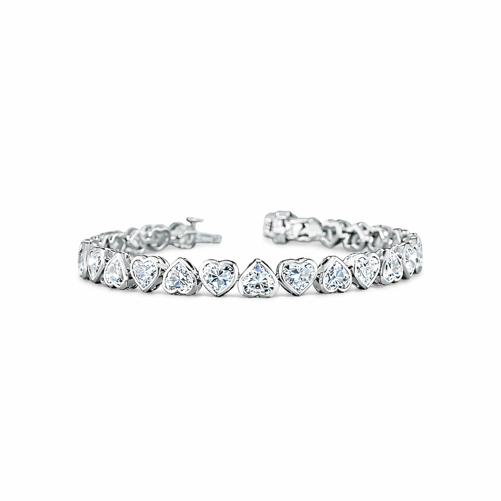 heart | 14.36 ct heart shape tennis bracelet in 14k yellow - lab grown diamond