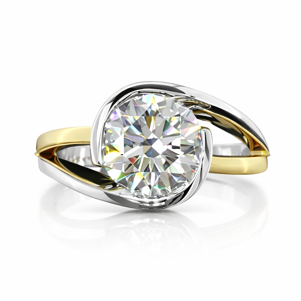 senova duet |2.54 ct round shape solitaire ring in 14k two tone