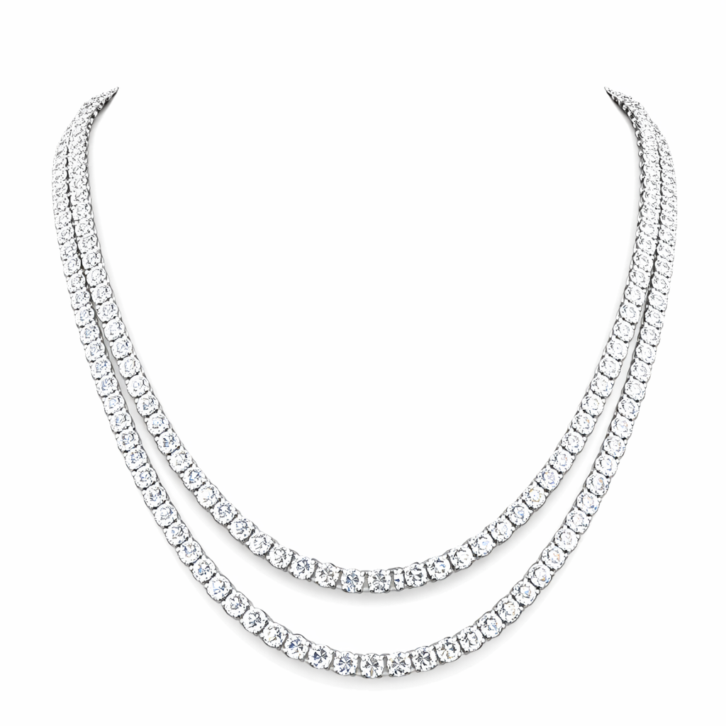 grandeur | 41.25 ct round diamond tennis necklace in 14k white - lab grown diamond