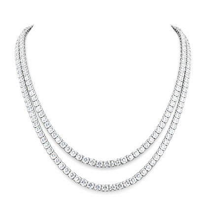 GRANDEUR | 41.25 Ct Round Diamond Tennis Necklace in 14K White - Lab Grown Diamond