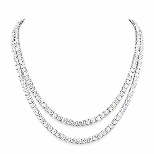 GRANDEUR | 41.25 Ct Round Diamond Tennis Necklace in 14K White - Lab Grown Diamond