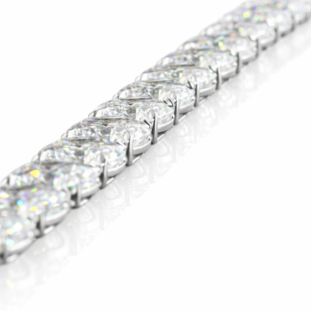 71.99 cts round shape diamond tennis necklace crafted in 14k white gold