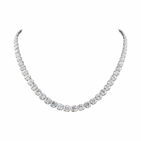 71.99 Cts 14K WHITE GOLD Round Shape Tennis Necklace