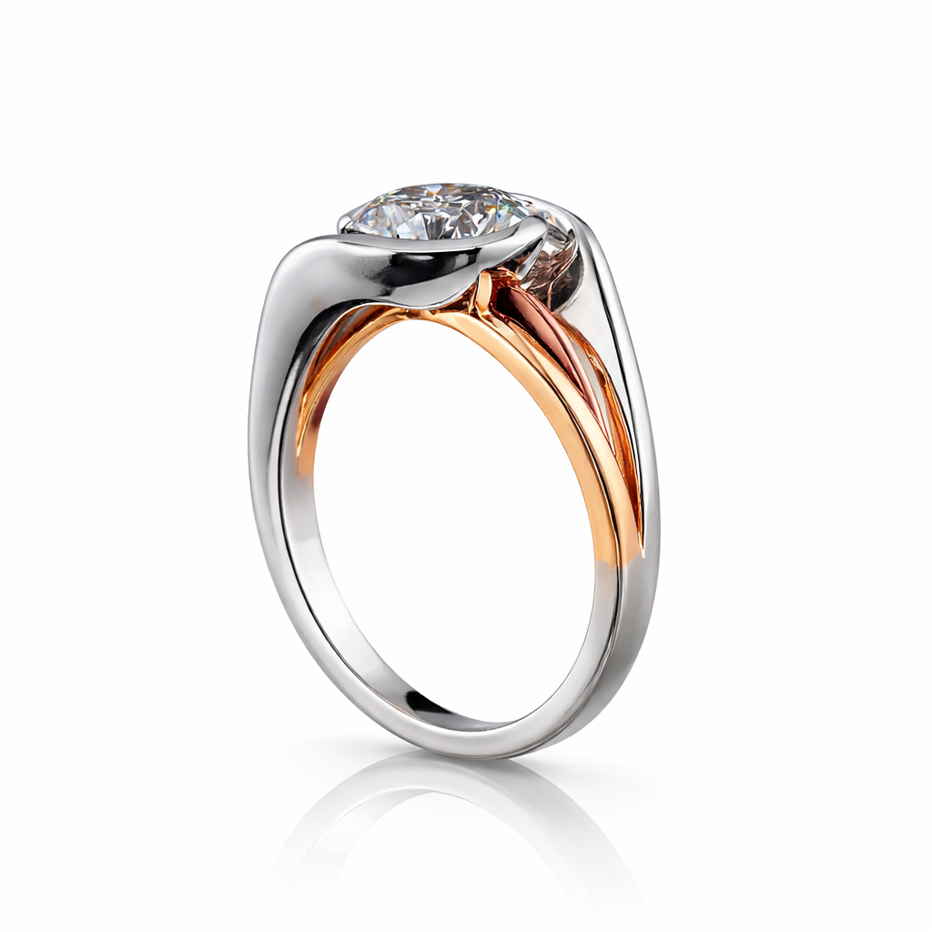 senova duet |2.54 ct round shape solitaire ring in 14k two tone