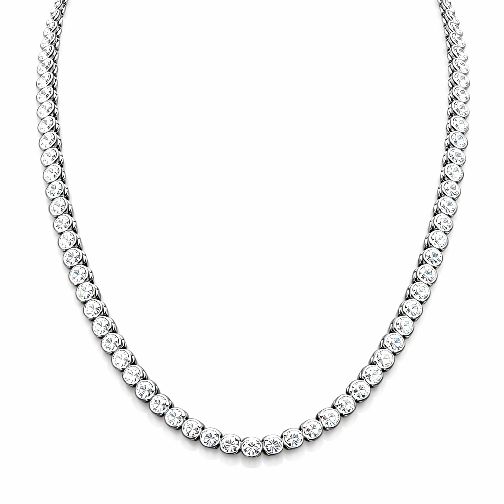czar | 25.2 ct round diamond tennis necklace in 14k white - lab grown diamonds