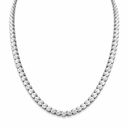 CZAR | 25.2 Ct Round Diamond Tennis Necklace in 14K White - Lab Grown Diamonds