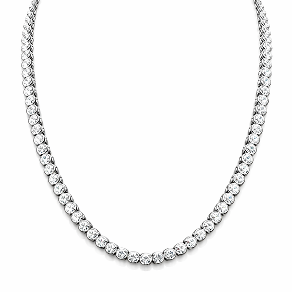 CZAR | 25.2 Ct Round Diamond Tennis Necklace in 14K White - Lab Grown Diamonds