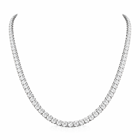 REGALIA | 17.12 Ct Round Diamond Tennis Necklace in 14K White - Lab Grown Diamonds